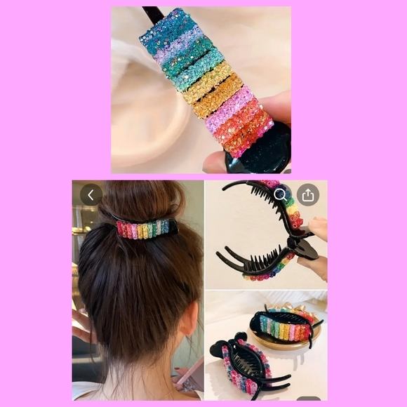 3 items, Pink crystal earrings, rainbow hair clip, Taylor Swift bracelets - Picture 3 of 16